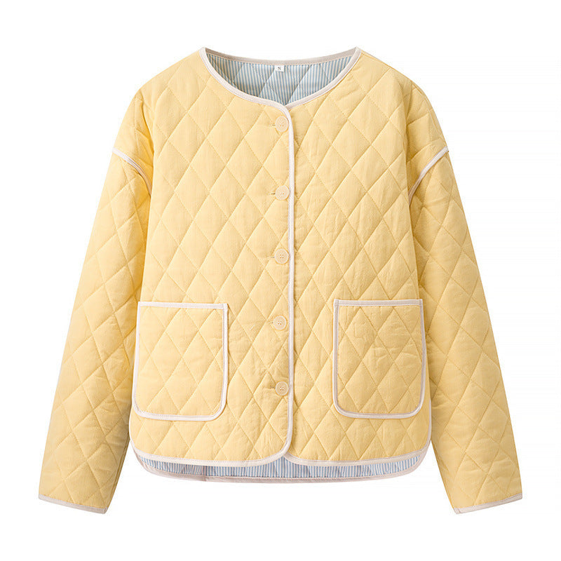 Casual Loose All-match Diamond Pattern Cotton-padded Coat