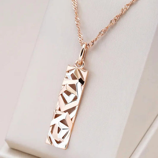 Hollow Carved Two-color Hanging Tag Pendant Chain