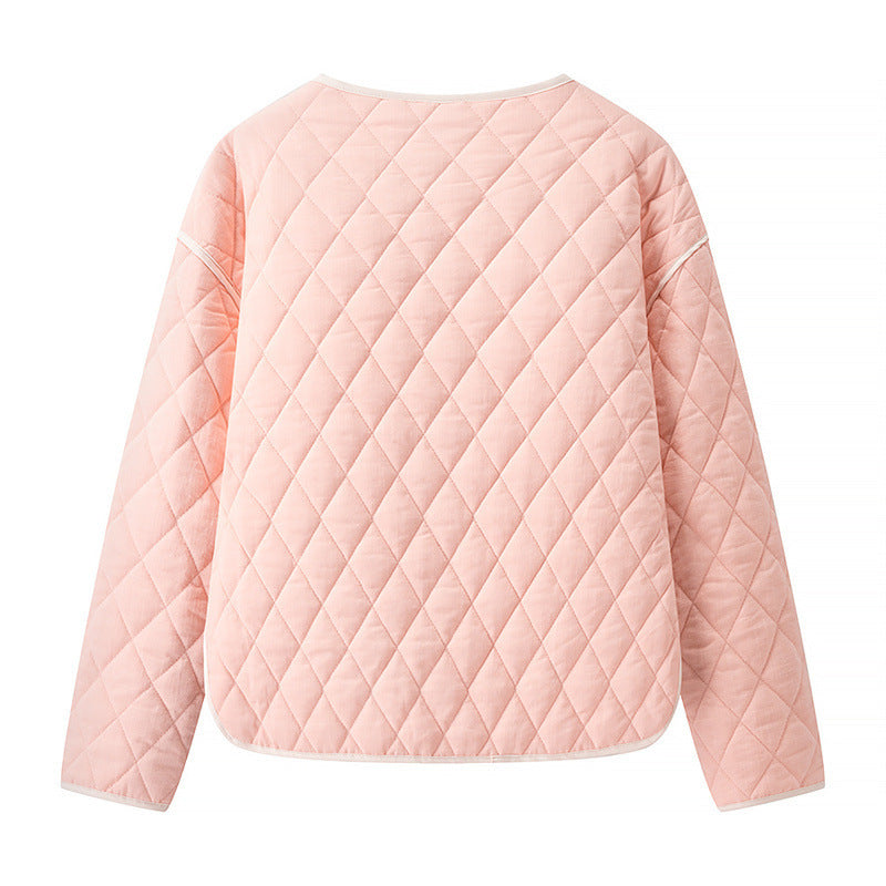 Casual Loose All-match Diamond Pattern Cotton-padded Coat